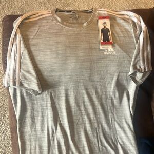 Adidas Short sleeve athletic shirt - light gray- Men’s Medium- New w/ tags